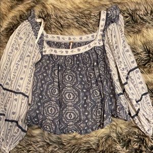Blue and white Free people Peasant blouse